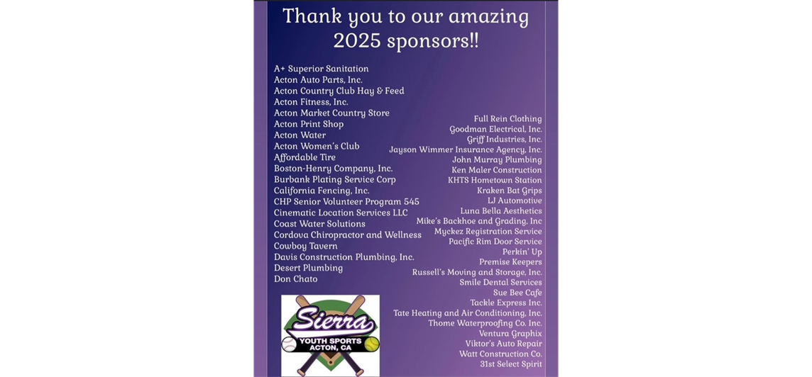 THANK YOU TO OUR 2025 SPONSORS!